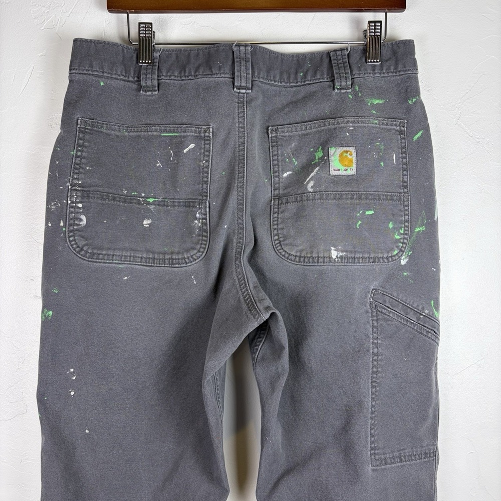 Carhartt Dark Gray Pants with Green & White Paint Splatter - Picture 4 of 10